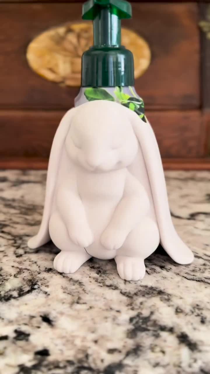 Bunny Soap Holder, Foaming Soap Dispenser, Cottage core decor, Easter Decor, Easter bunny soap dispenser, Hen on nest video poster