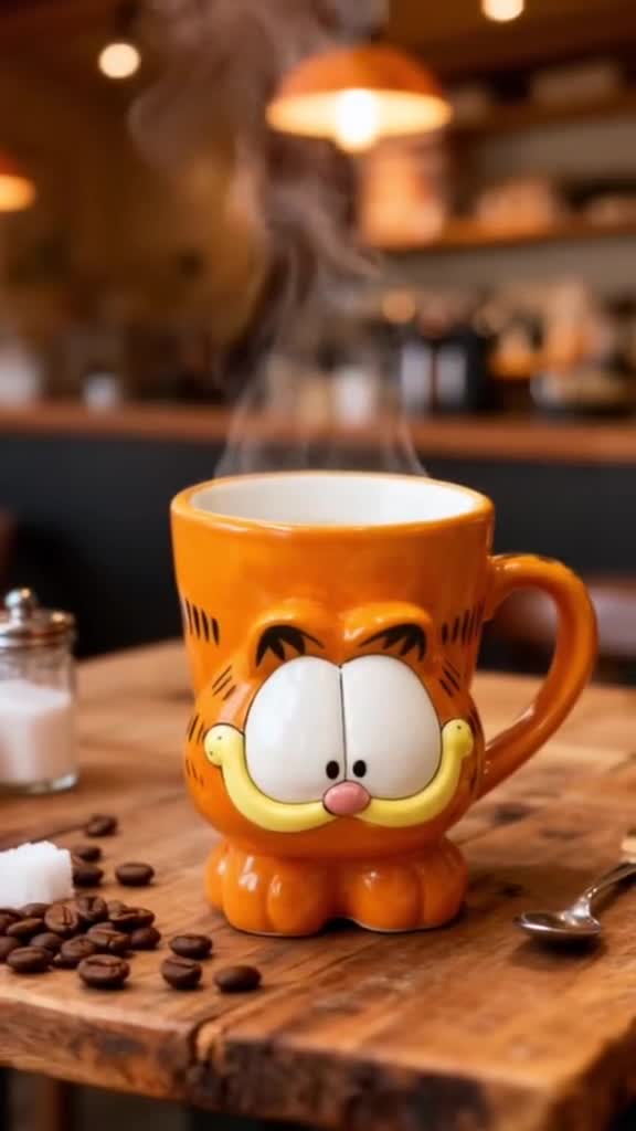 Vintage 3D Garfield Mug with Tail Handle, Collectible Cat Coffee Cup by Paws