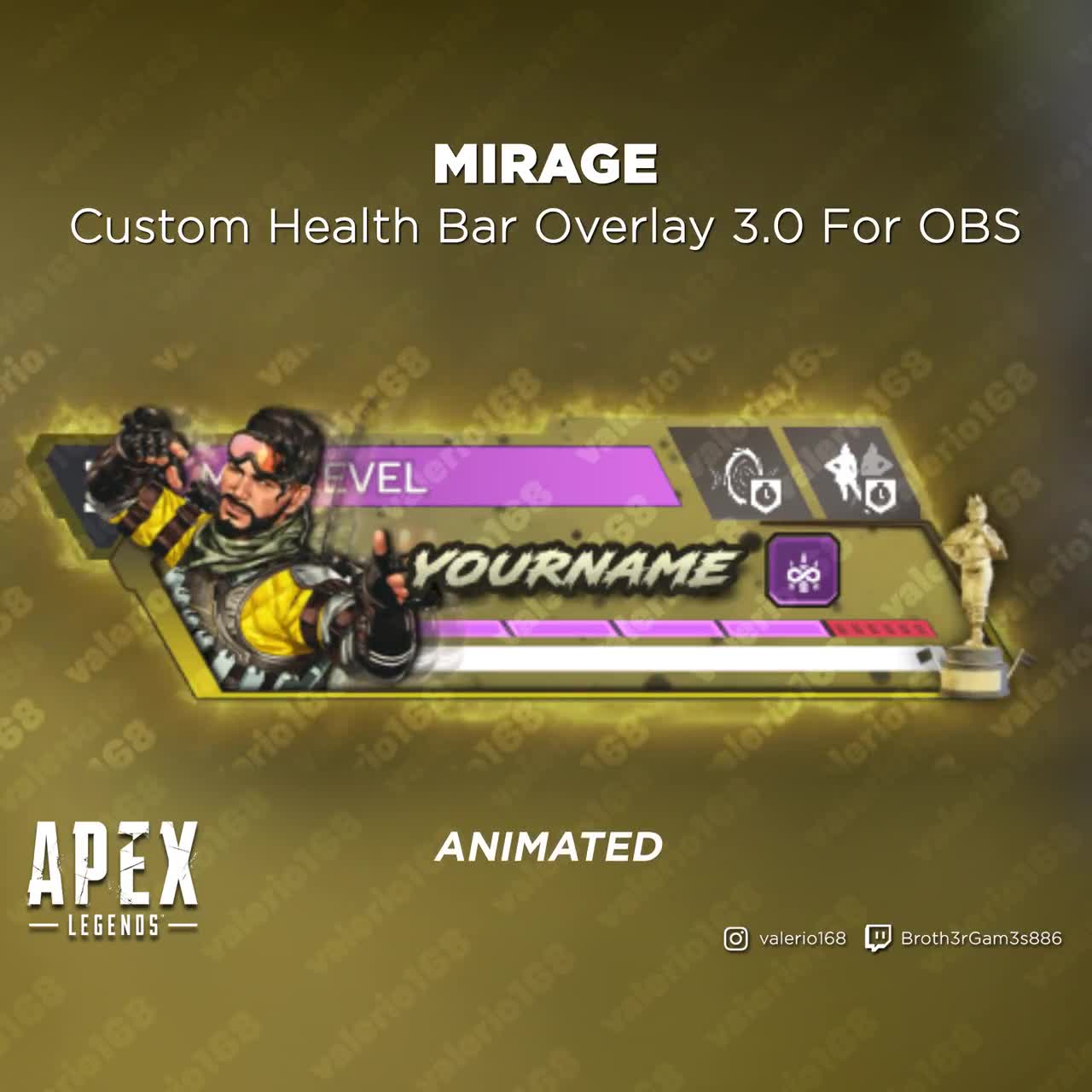 Mirage Animated - Superposición de barra de salud personalizada 3.0 de Apex Legends para transmisión en YouTube, Twitch, OBS y SLOBS video poster