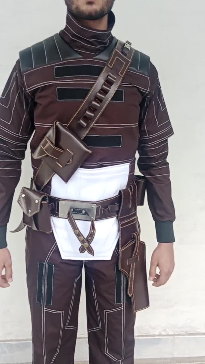 Mandalorian Din Djarin Cosplay Costume | 3-Piece Star Wars Bounty Hunter Brown Suit video poster