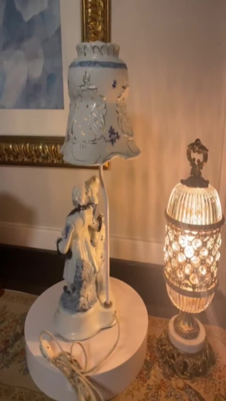 Small Vintage Porcelain English Themed Table Lamp/Royal buy Dancing Man and Woman Hand Painted Victorian Themed Accent Lamp