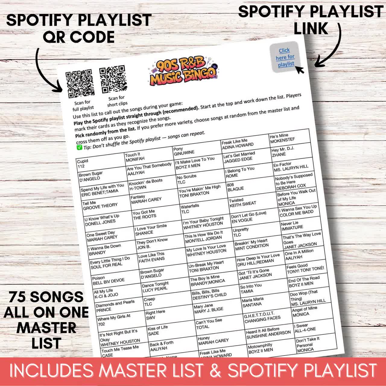 90s R&B Music Bingo, 100 Cards, Throwback Party Game, 75 Songs (Instant Download) video poster
