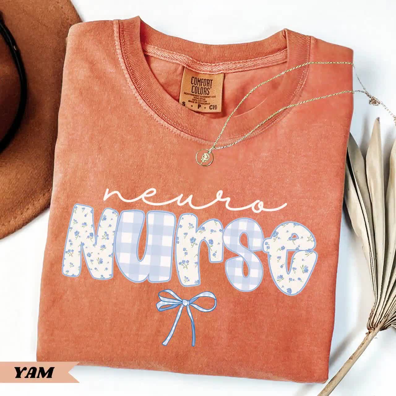 Comfort Colors® Neuro Nurse Shirt, Floral Neurology Nurse Tee, Neuro ICU Nurse T-Shirt, Nursing School Graduation Gift Nurse Appreciation video poster