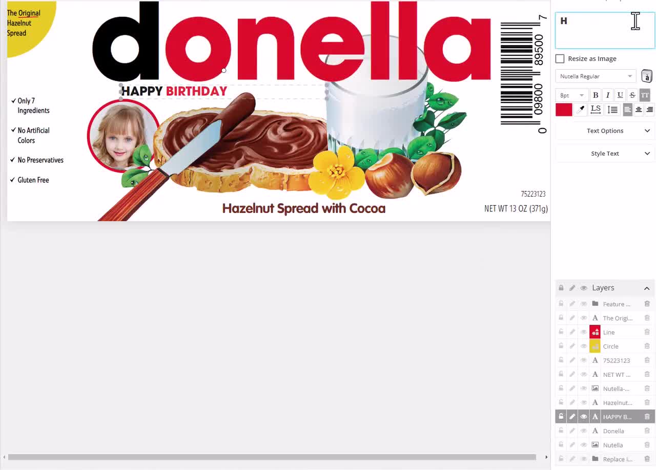 Mini Nutella Label Template -  UK