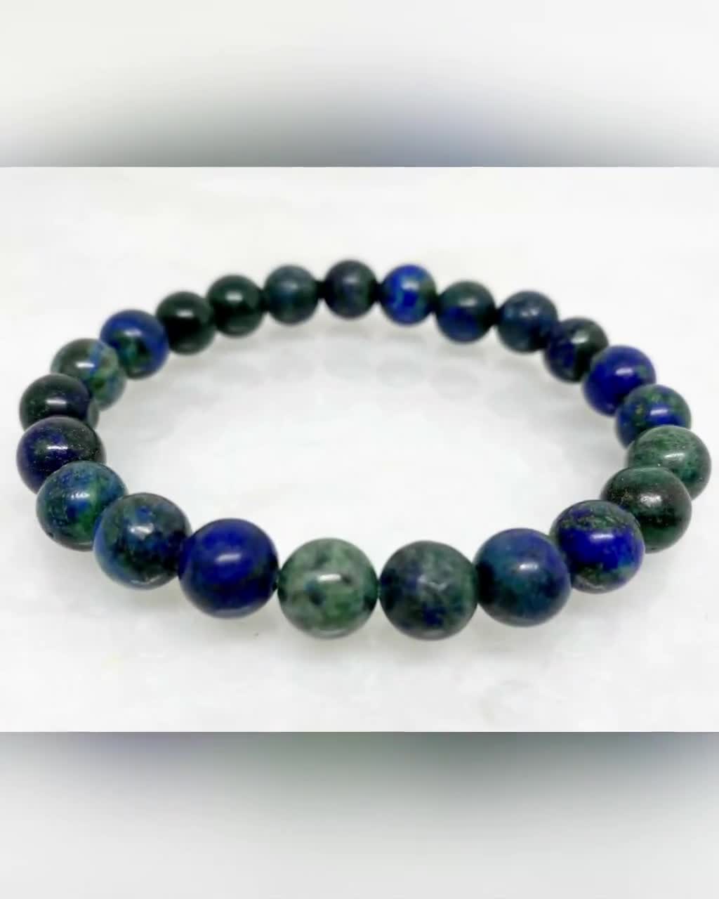 Bracciale in malachite azzurrite 4mm, 6mm, 8mm, 10mm Bracciale con perline  rotonde, Bracciale con pietre preziose azzurrite Bracciale curativo in  cristallo blu -  Italia