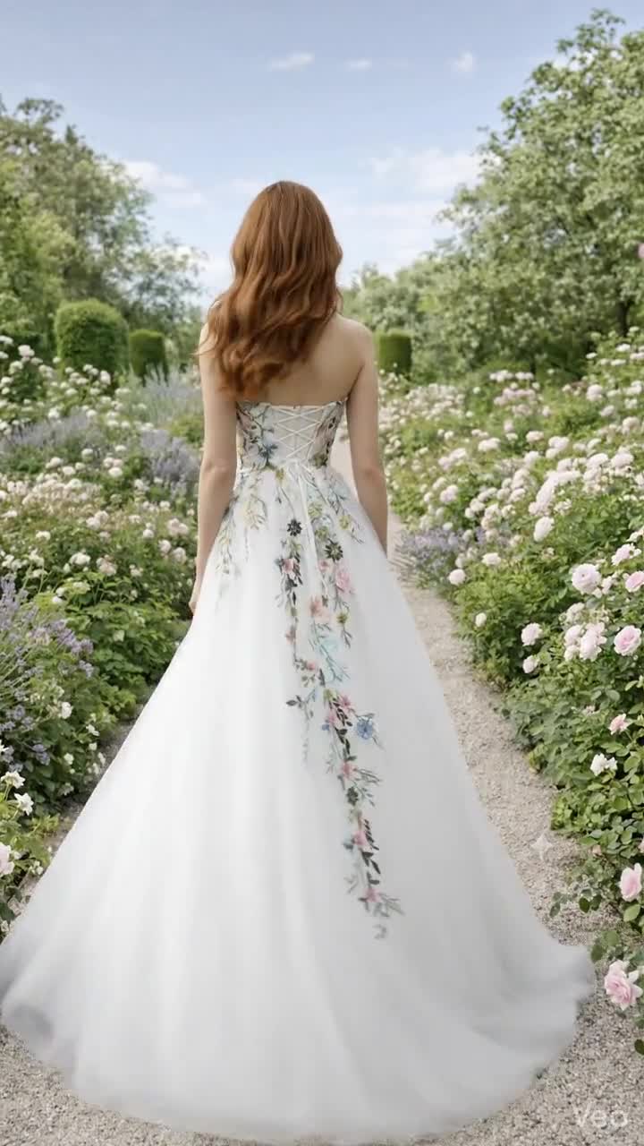embroidered floral strapless dress in white Strapless White Lace Mini Dress with 3D Floral Appliqué and Sequin Detail  CDWL082