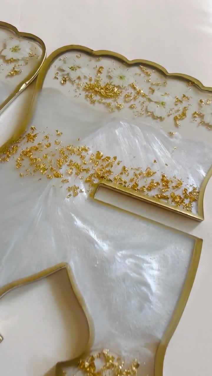 HANDMADE Handmade Resin Quran Holder W/ Pressed Flower Islamic Book Stand Pearl White & Gold Book Holder Muslim Home Decor Ramadan Eid Gift video poster