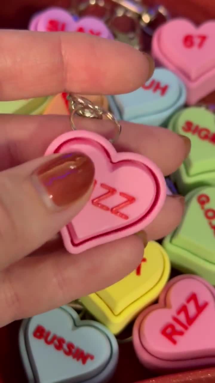 Gen Z Slang Conversation Hearts Clicky Keychain Fidget | Keyboard