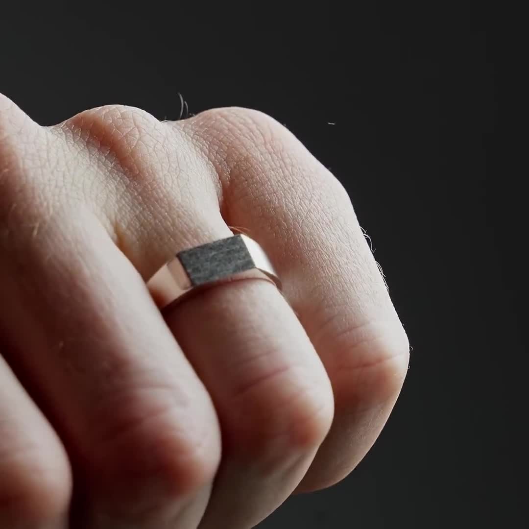 Men's 925 Sterling SILVER Square Ring: Minimalist Statement