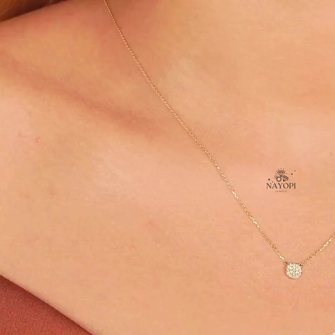 Delicate 14k Gold Mini Necklace | Pave Diamond Disc | Ideal Anniversary Gift & Simple Layering video poster