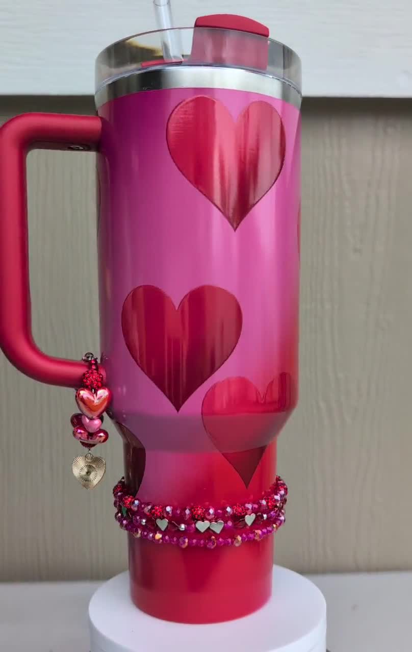 Stanley Cup Accessories: Heart Charm, Stacking Bracelets Bundle (Valentine) video poster