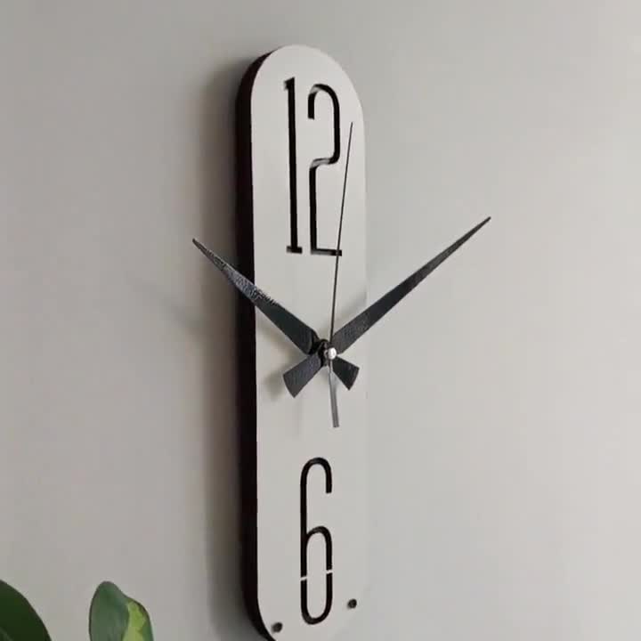Minimalist Long White Wall Clock,Modern Style,Wooden Decorative Clock,Silent NonTicking video poster