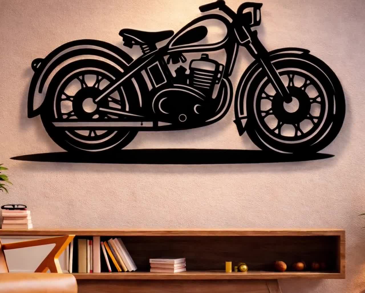 ヴィンテージバイクのSVG、DXF、PNGファイル、メタルウォールアート