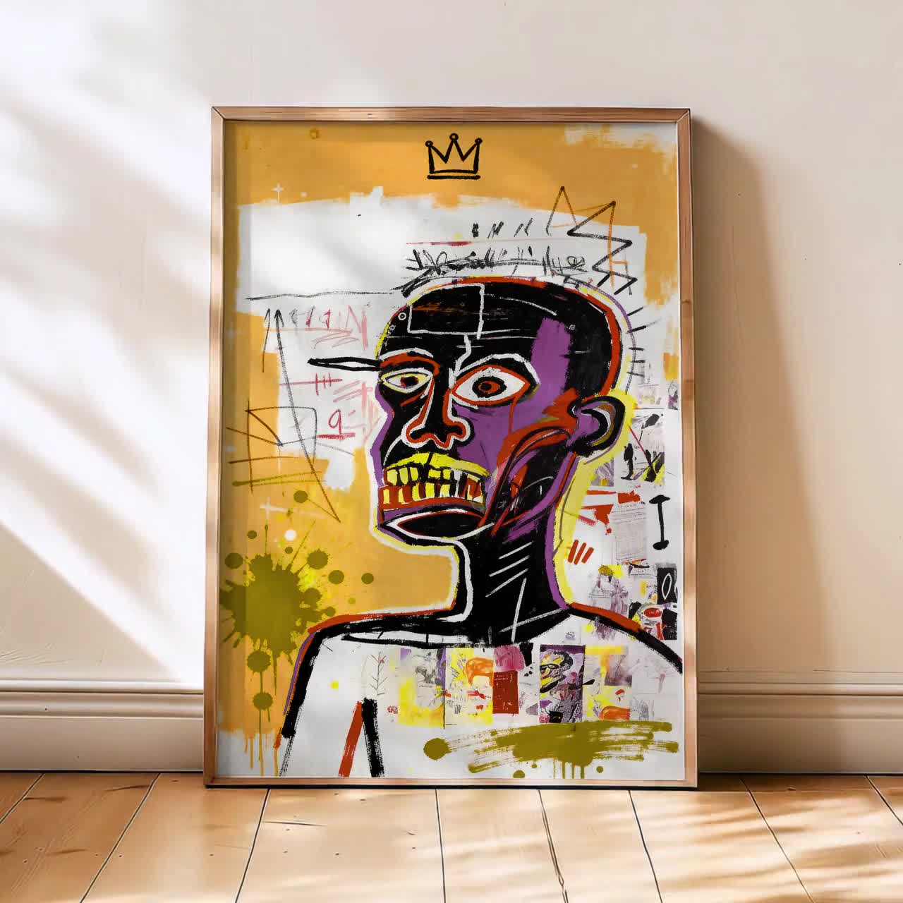 Basquiat Art Print - Jean Michel Basquiat style exhibition print for bedroom living room bar video poster