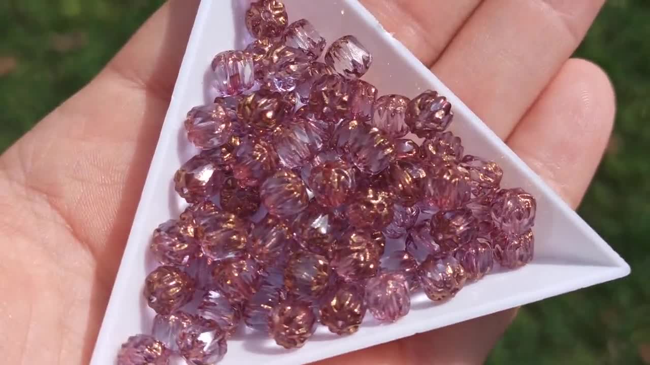 10 perle in cristallo di Boemia, lilla chiaro, 5x4 mm - materiali per  bigiotteria