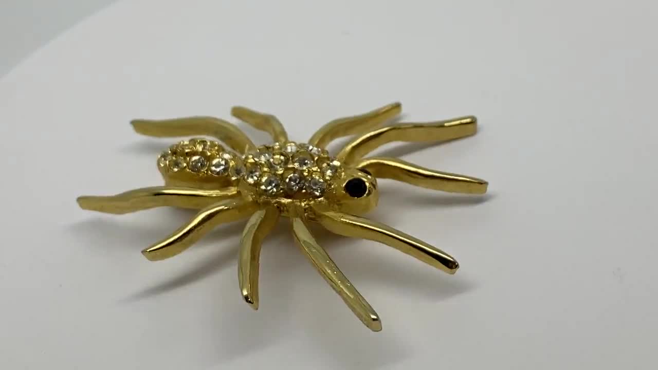 Broche Tac (épingle) Araignée En Argent Et Cristal – Ancienne, Neuf Sans Emballage