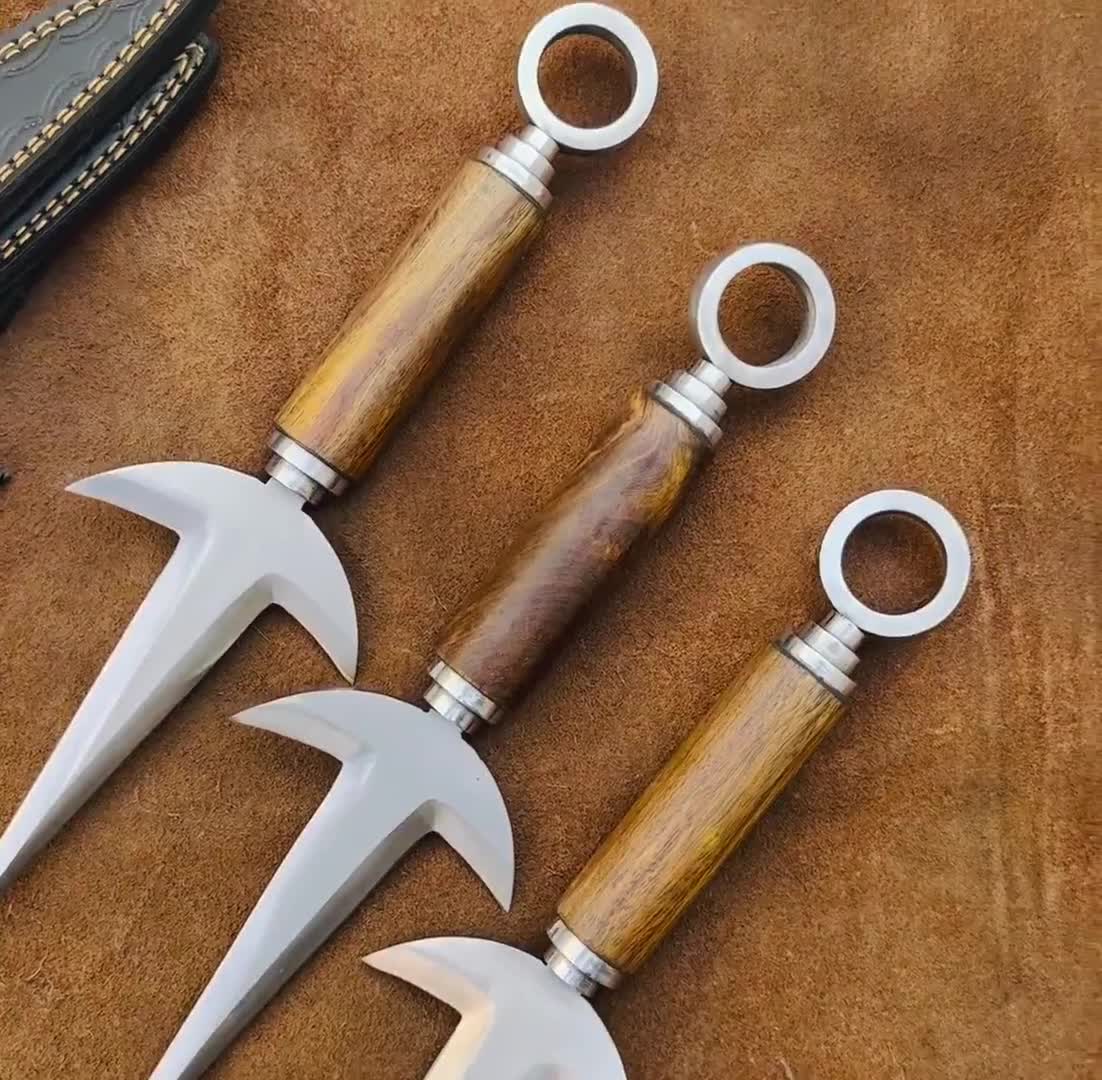 Handmade Minato Kunai Replica: Engraved Handle, 5160 Steel Blade