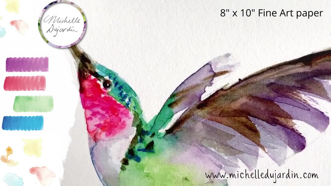 Hummingbird Painting, Watercolor Painting, Hummingbird Art