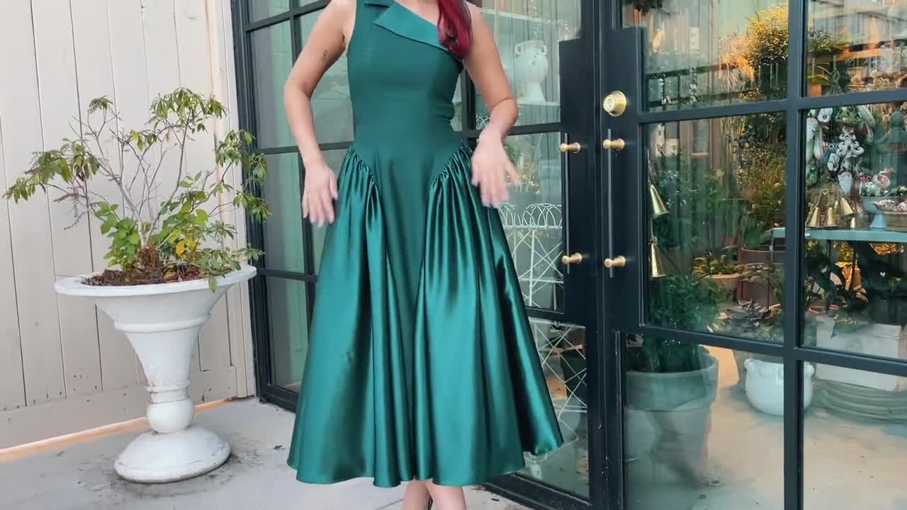slim fit dress slacks Six Stories Women's One Shoulder Drape Stretch Bridesmaid Dress main image 1