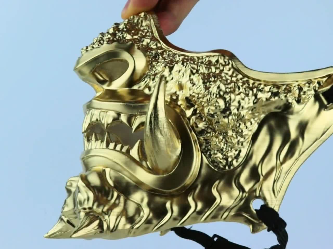 Japanese Oni Samurai Mask - Full Gold - Etsy