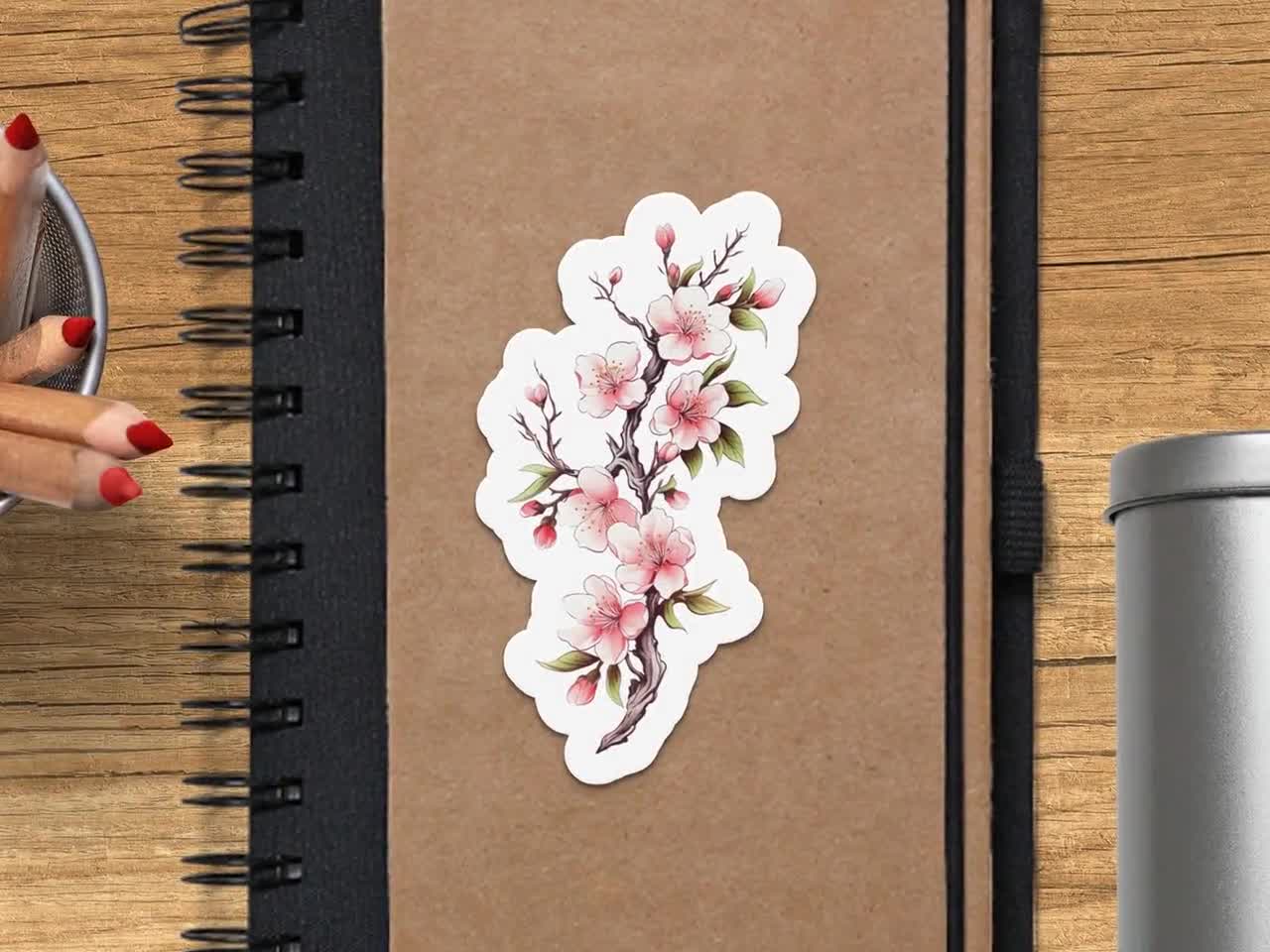 Adesivi Riflettenti Auto Sakura Con Fiori Di Ciliegio - Decorazione Fai Da Te Per Montante B, Vinile Impermeabile, Sicurezza Notturna, 6 Pezzi Rosa