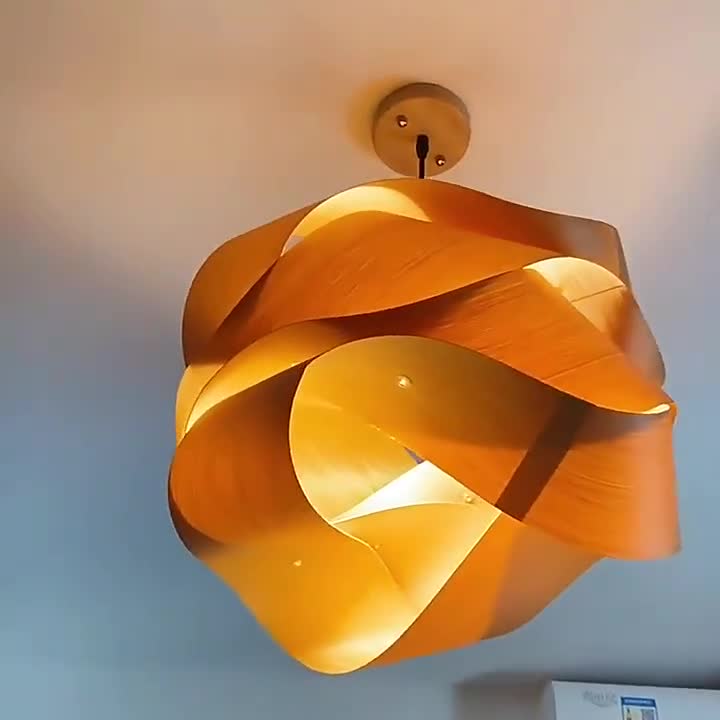 Modern Scandinavian Wooden Pendant Light – Japandi Ceiling Lamp – Nordic Minimalist Hanging Lamp – Wood Chandelier – Dining Room Light video poster