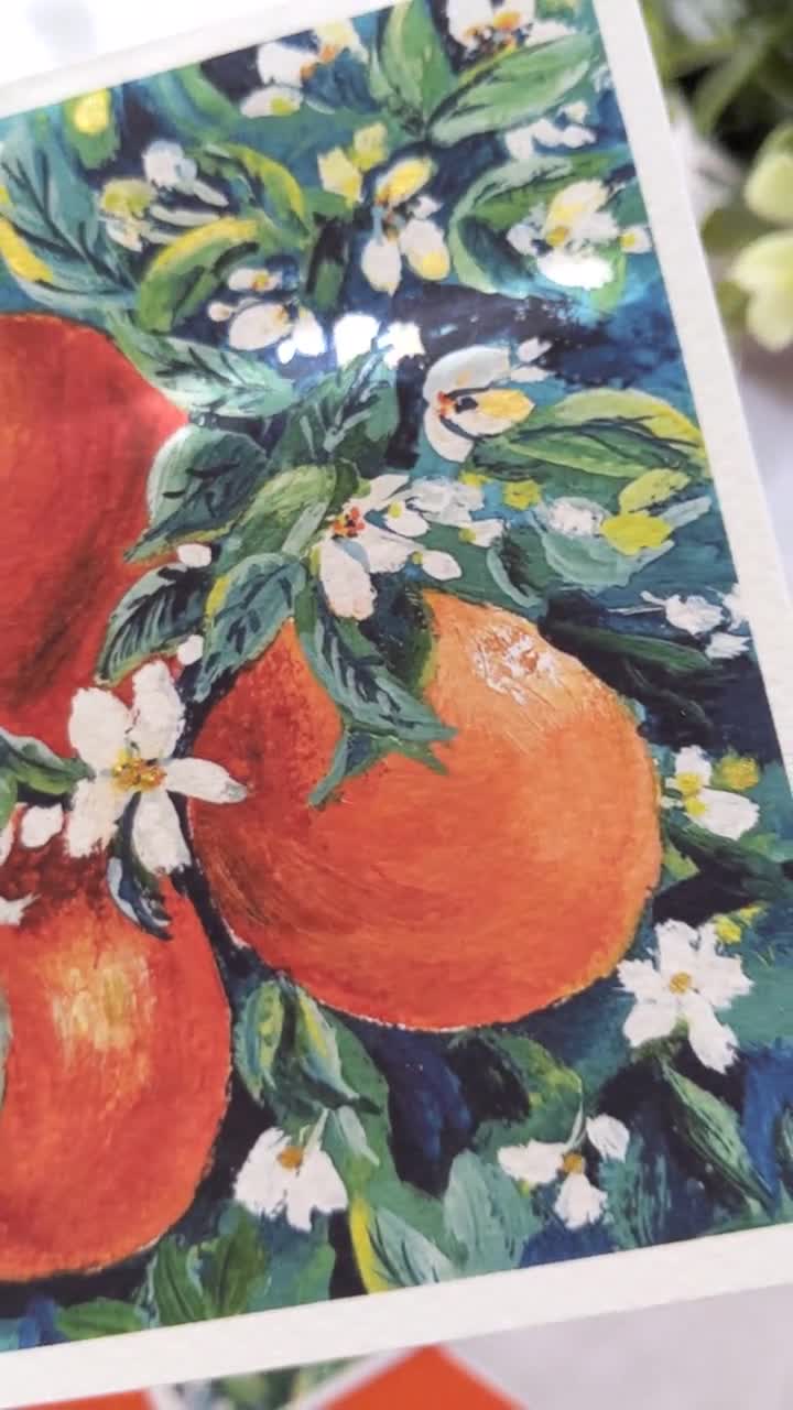 Gouache pittura Gouache stampa d'arte Arance pittura Frutta