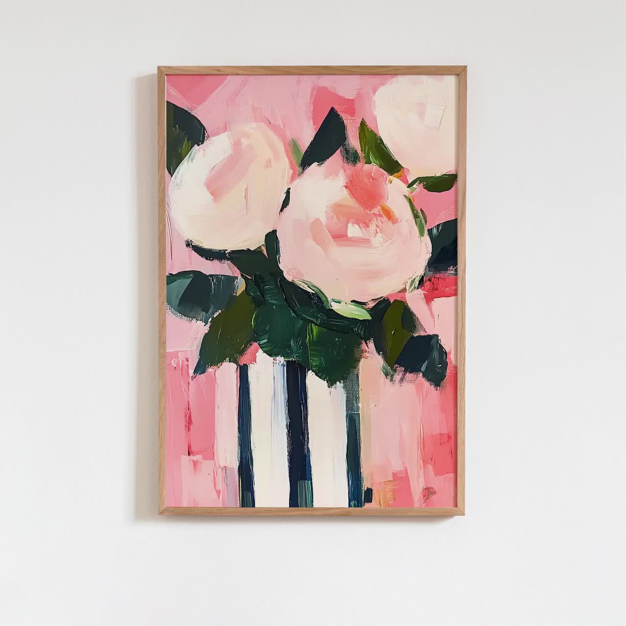 白いアマリリスの花の絵画 赤い背景 | モダンアート マティススタイル