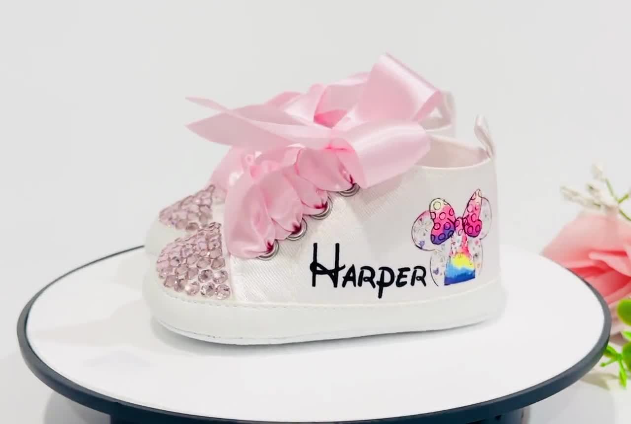 Personalized Disney Minnie Mouse and Castle Baby Girl Shoes video poster