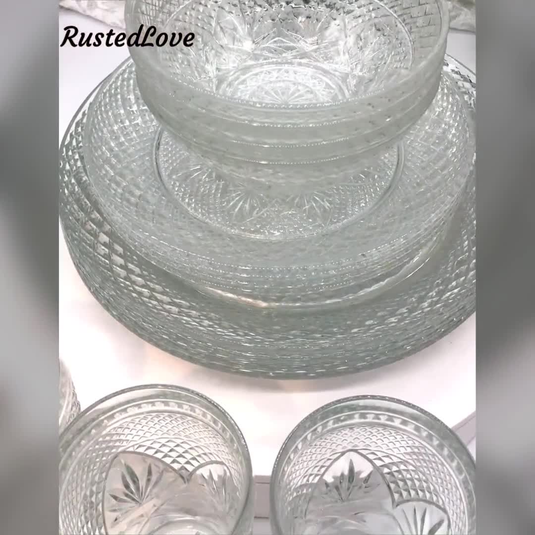 Vintage Antique Clear Dish Set / Antique Dishes / Vintage Cristal