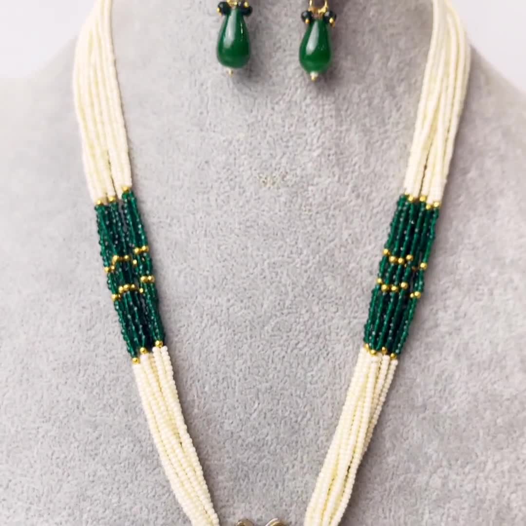 Buy Long Polki Necklace, Gold Plated Green & Sea Red Ruby Stone Jewelry  Set, Rani Haar, Indian Long Necklace, Southindian Jewelry, Indian Jewelr  Online in India - Etsy