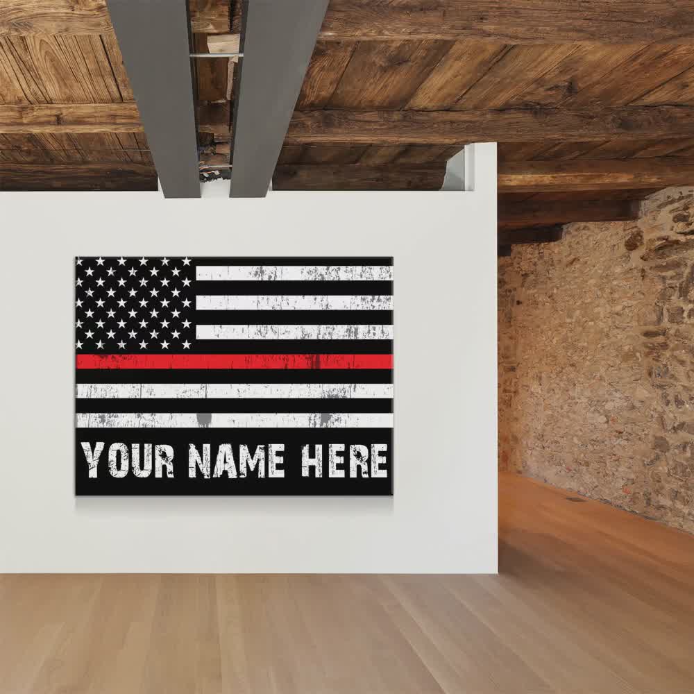 Personalized Thin Red Line Flag Canvas Wall Art, Custom Wall Art Thin Red  Line, Firefighter, Fireman Gift, Fire Department -  Polska