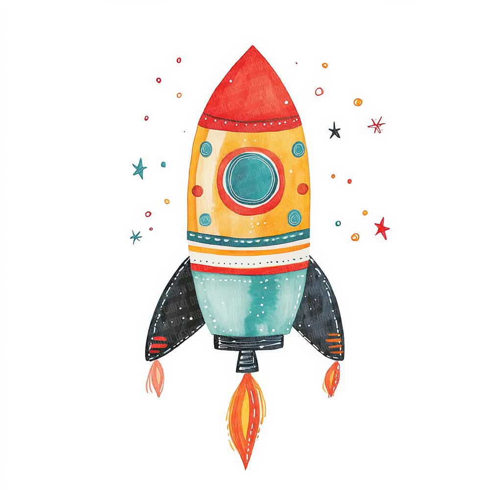 スペースロケット　アクリル画　原画 1-0203□A3アートポスター『NASA 宇宙 スペースシャトル ロケット 月