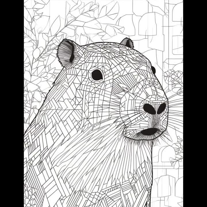 Family of capybaras coloring page printable game