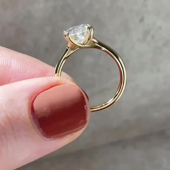 Vintage Cathedral Set Engagement Ring, Antique 2ct Oval Cut