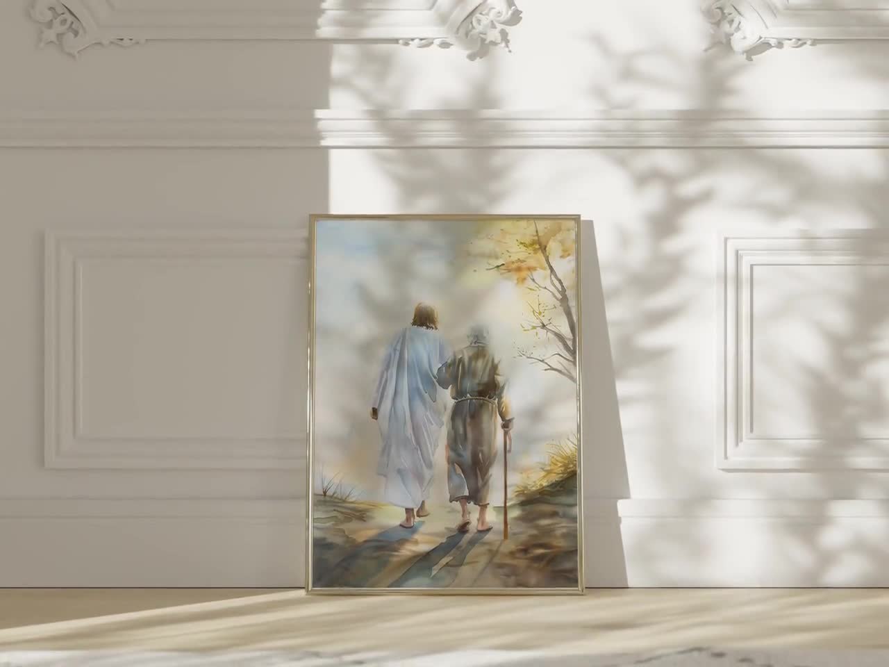 ★るいるい★絵画４点 イエスと共に移行するアート印刷可能、聖書デジタルプリント