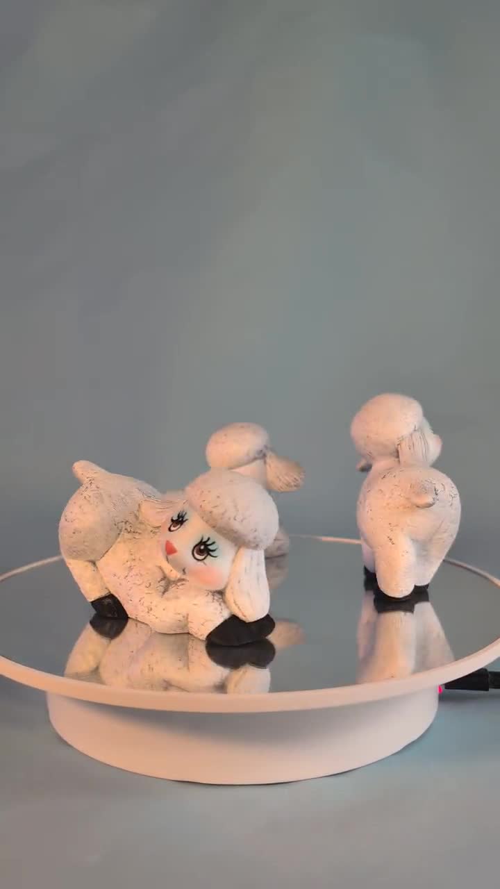 Ceramic Lambs - Set of 3 Spring Lambs - Baby Sheep- Cute Little