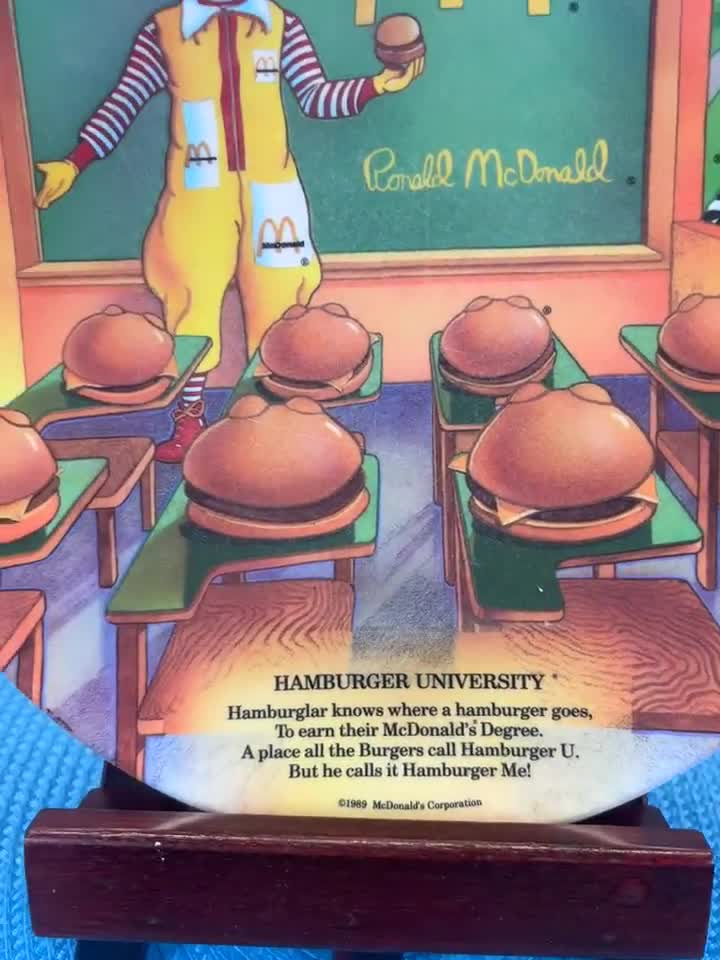 1990 Mcdonald's Souvenir Plate, Hamburger University, Featuring