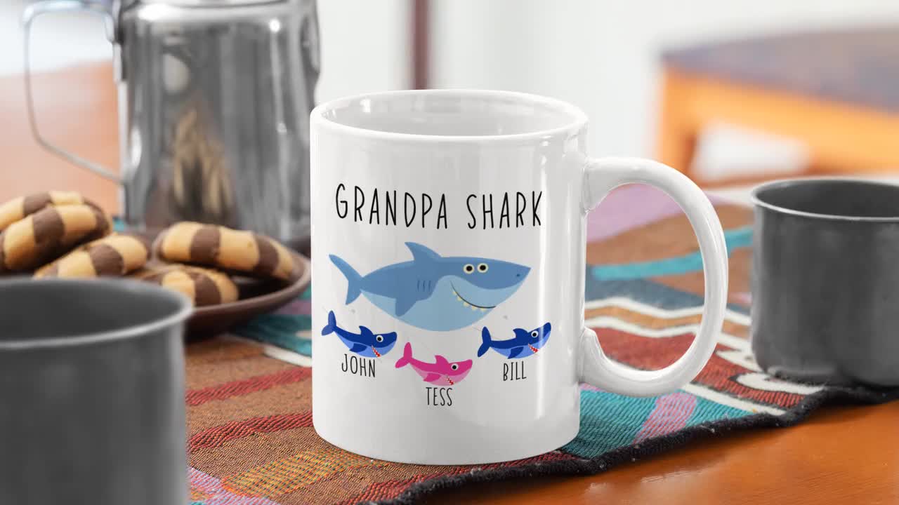 Grandpa To Be. Grandpa Shark. Grandpa Mug. Gifts For Grandpa