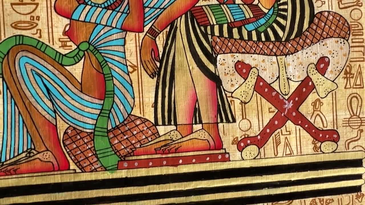 ツタンカーメン王とアンケセナーメンのパピルス画 - 手作りエジプト