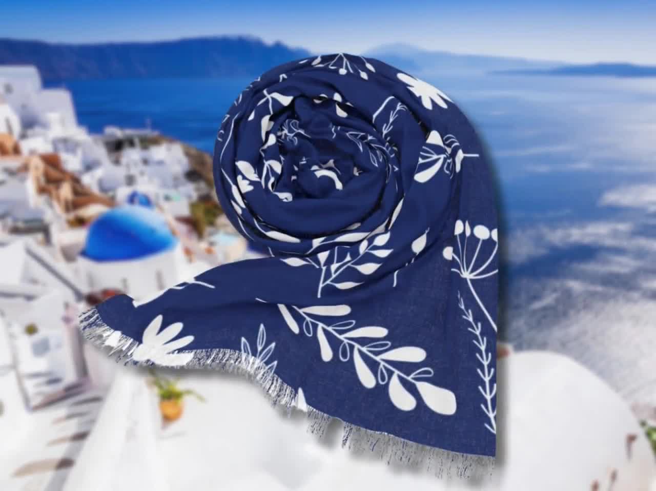 Navy blue scarf, high quality blue silk scarf, pure silk scarf, silk scarf, scarf for women, gift for her, Christmas gift, handmade scarf made in Greece