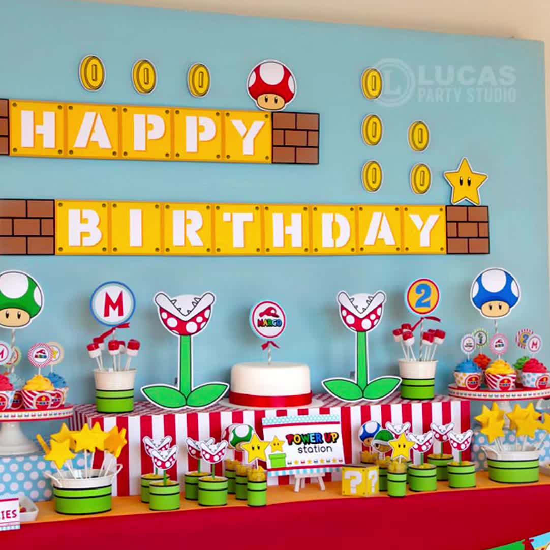 Mushroom Kingdom Straw Toppers  Mario birthday party, Mario party, Video  game crafts