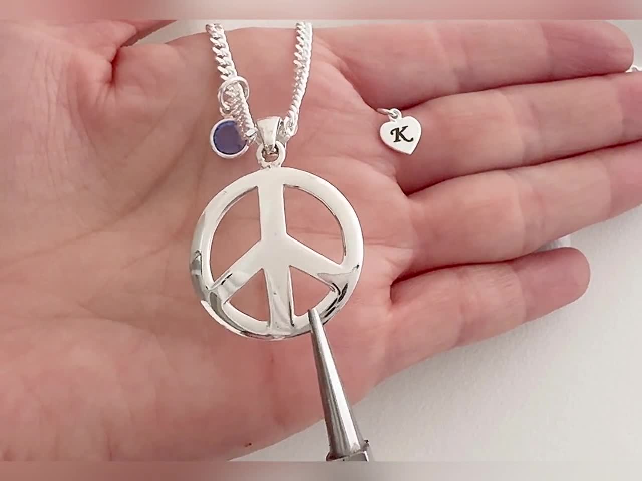 Collana Simbolo Della Pace Argento 925 Con Nodo Celtico - Gioiello Hippie Unisex Con Catena