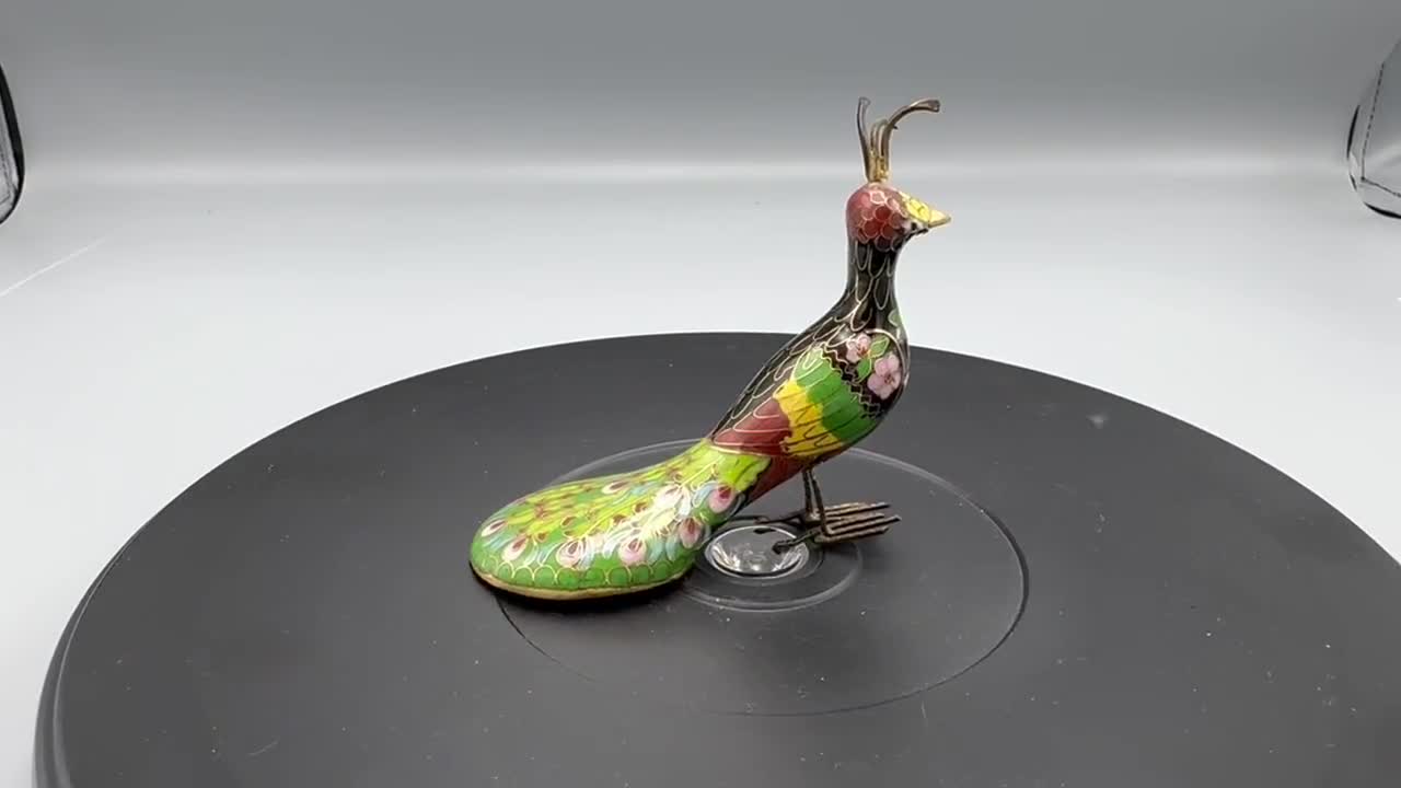 Vtg Cloisonne Enamel Long Tail Peacock Figurine Standing Vtg Cloisonne Enamel Long Tail Peacock Figurine Standing