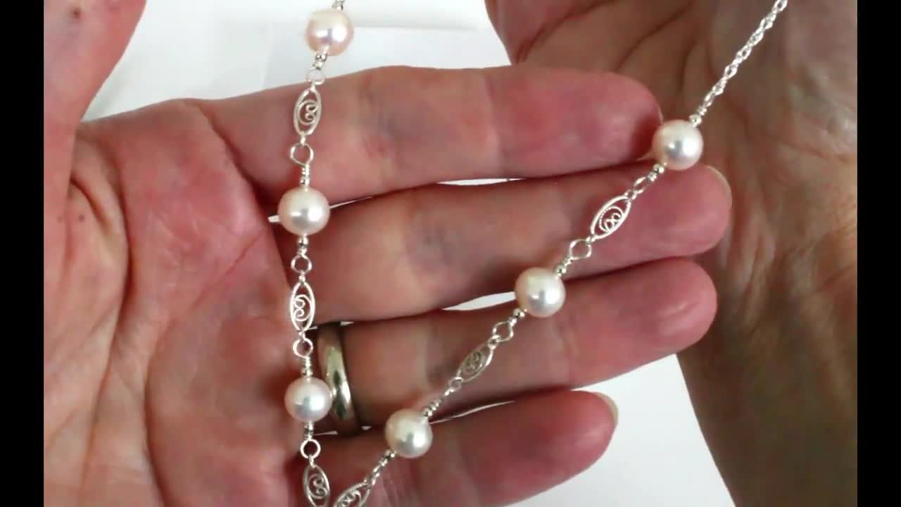 Necklace orders Pearls Rhodonite Three Strands 17”+3” 925 Findings Artisan