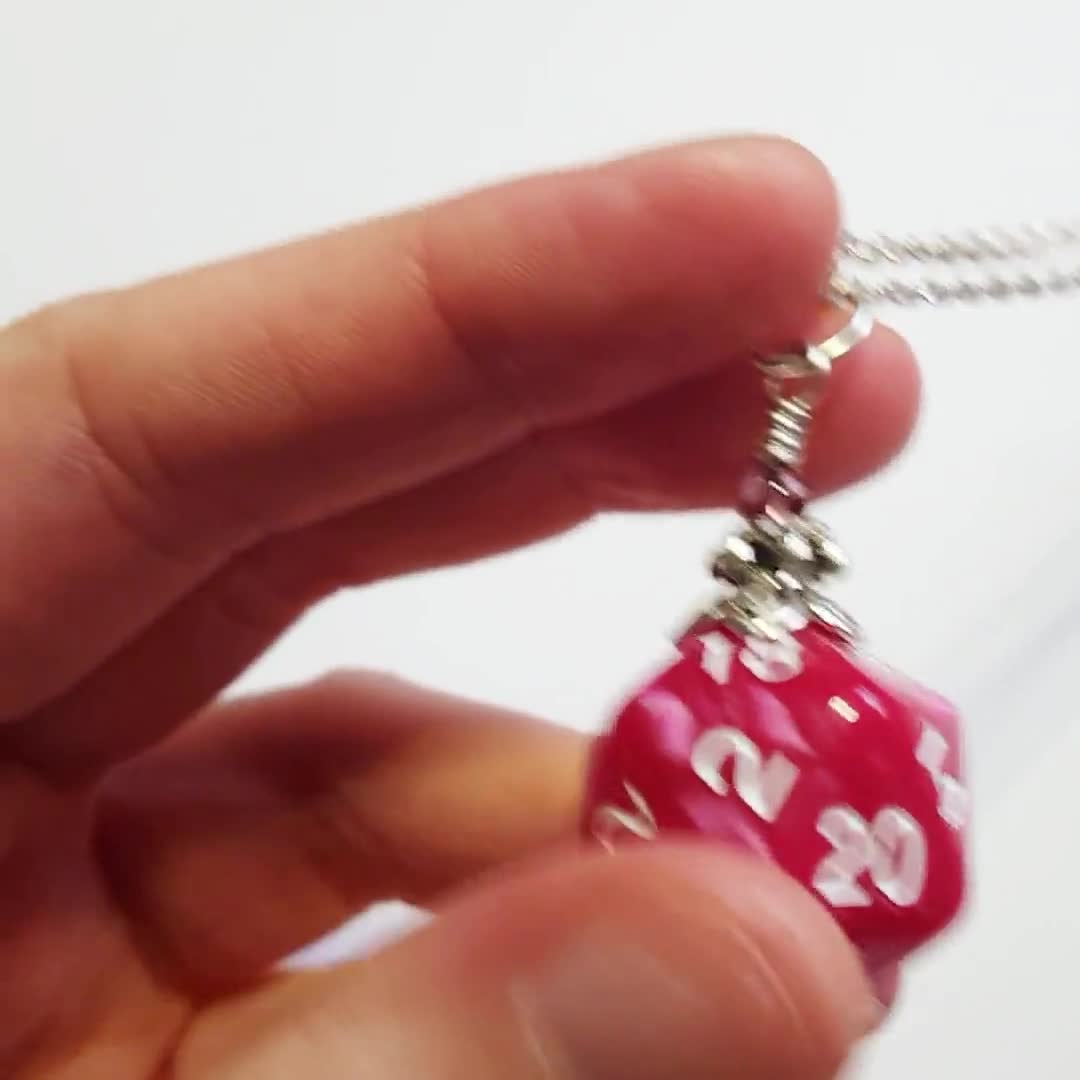 Captive Dice Jewelry Mini D20 Necklace Dice Jail Necklace 