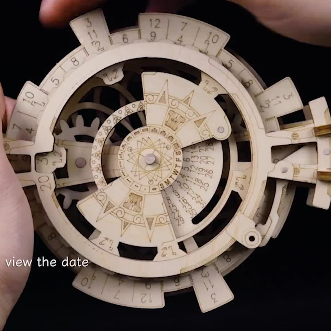 ROKR Ewiger Kalender DIY Uhr Bausatz 3D Holzpuzzle Modellbau