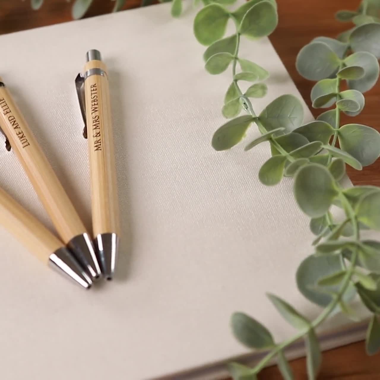 ぺん Personalized Bamboo Pen, Laser Engraved Wooden Pen, Wedding Gift