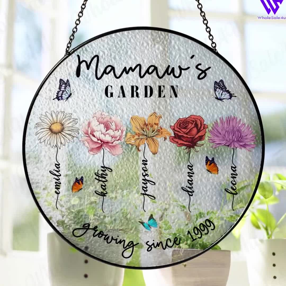 BOXCASA Acchiappasole In Vetro Colorato A Forma Di Fiore Di Iris - Decorazione Da Finestra - Regalo Per Donne, Mamma, Nonna