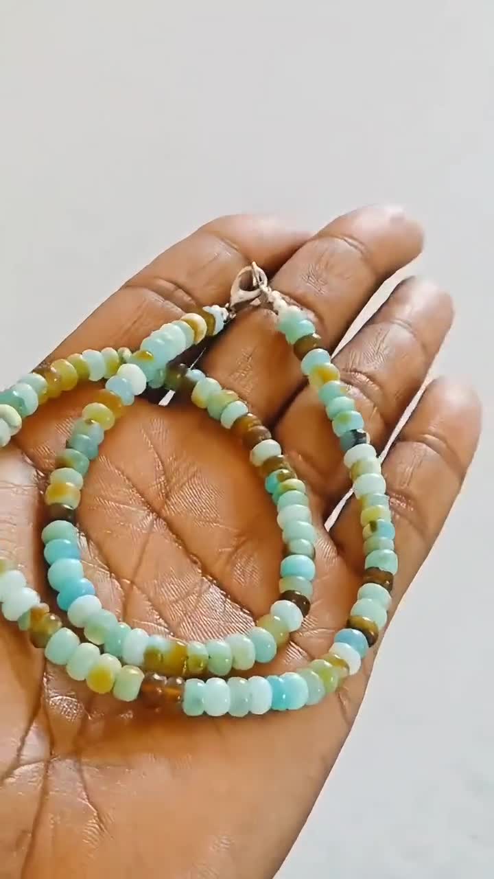 Collana Artigianale Con Opale Rosa Peruviano Autentico. Pietre Lisce A Rondelle Da 6 A 11 Mm, Lunghezza 45,7 Cm. Un Gioiello Naturale E Rilassante. - 5